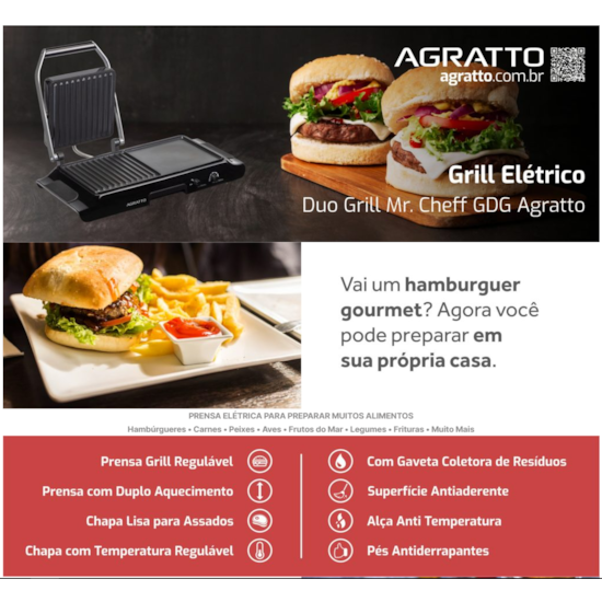 Grill Sanduicheira Agratto Elétrico Duo Preto Grill Sanduicheira Agratto Elétrico Duo Preto