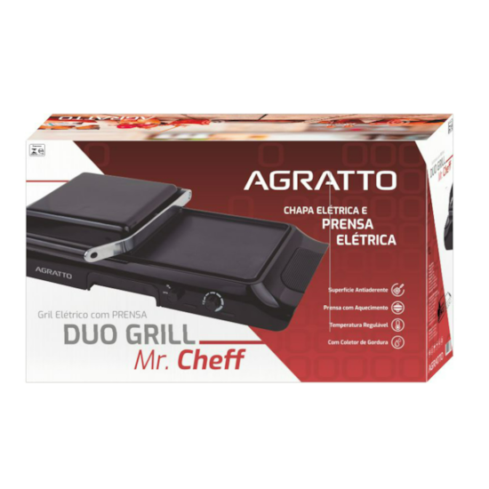 Grill Sanduicheira Elétrico Mr Cheff Agratto Duo 220V Preto