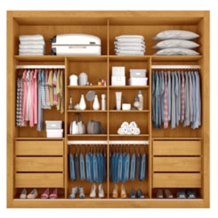 Guarda Roupa 2 P Correr Sevilha 100% Mdf Peroba Off Peroba