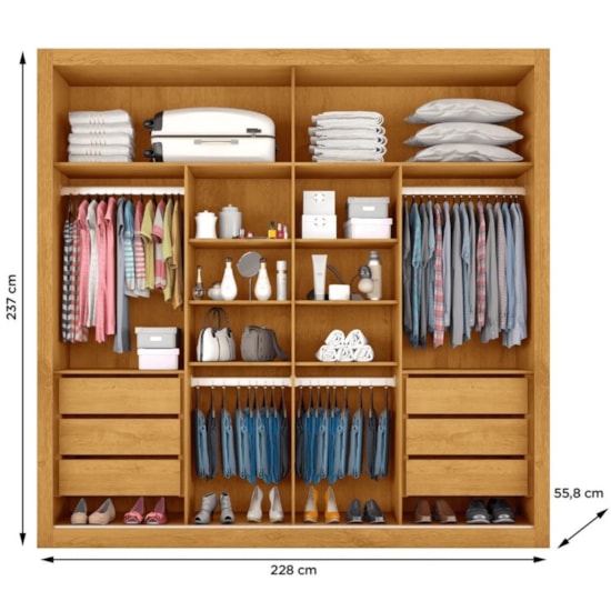 Guarda Roupa 2 P Correr Sevilha 100% Mdf Peroba Off Peroba