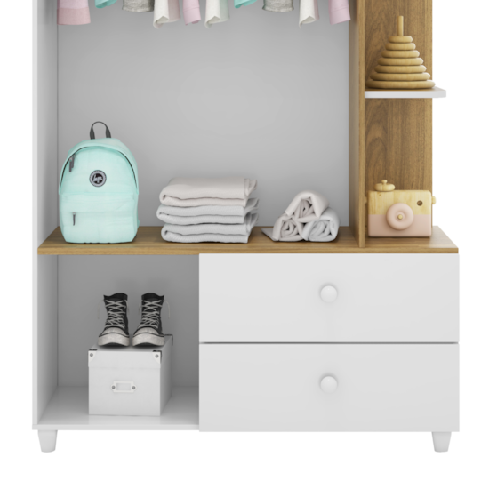 Guarda Roupa 2 P Infantil New Fofura Nature Branco