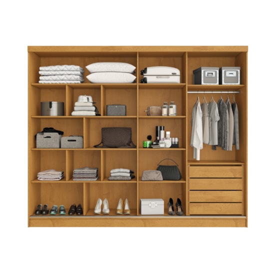 Guarda Roupa 2 Portas De Correr Galati 100% Mdf Peroba Off White