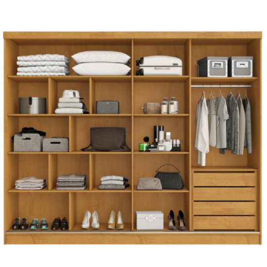 Guarda Roupa 2 Portas De Correr Monterey 100% Mdf Peroba Off White