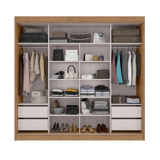 Guarda Roupa 2 Portas De Correr Seul 100% Mdf Freijó Off White