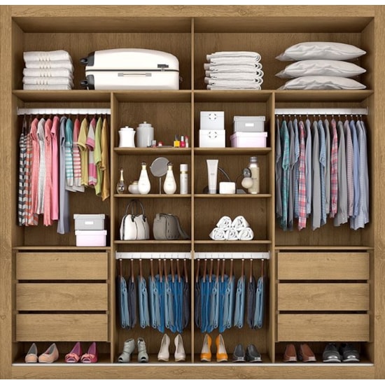 Guarda Roupa 2 Portas De Correr Sevilha 100% Mdf Amendoa/Off/Am