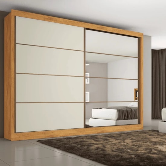 Guarda Roupa 2 Portas De Correr Sevilha 100% Mdf Peroba Off Peroba