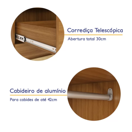 Guarda Roupa 2 Portas Smart Plus Rodial Cinamomo Guarda Roupa 2 Portas Smart Plus Rodial Cinamomo