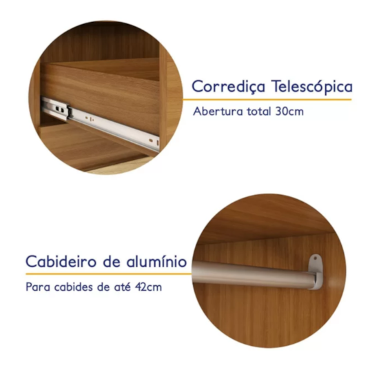 Guarda Roupa 2 Portas Smart Plus Rodial Cinamomo Off White Guarda Roupa 2 Portas Smart Plus Rodial Cinamomo Off White