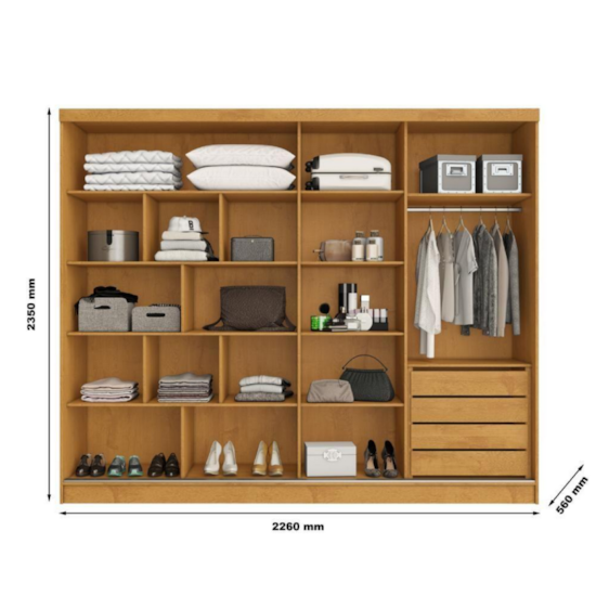 Guarda Roupa 2P Correr Monterey 100% Mdf Peroba Off White