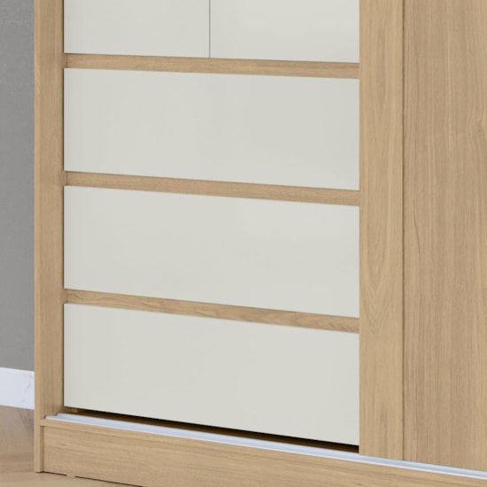 Guarda Roupa 3 P Correr 100% Mdf Bagdá Castanho Off White