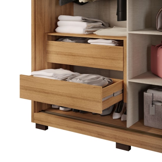 Guarda Roupa 3 P Correr Alteza C/Espelho Mel Off White Guarda Roupa 3 P Correr Alteza C/Espelho Mel Off White