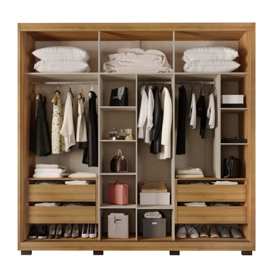 Guarda Roupa 3 P Correr Alteza C/Espelho Mel Off White Guarda Roupa 3 P Correr Alteza C/Espelho Mel Off White