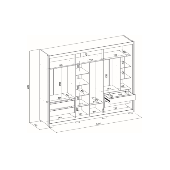 Guarda Roupa 3 P Correr Alteza C/Espelho Mel Off White Guarda Roupa 3 P Correr Alteza C/Espelho Mel Off White