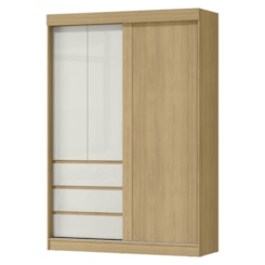 Guarda Roupa 3 Portas De Correr 100% Mdf Bagdá Castanho Off White