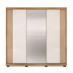 Guarda Roupa 3 Portas De Correr Alteza C/Espelho Mel Off White