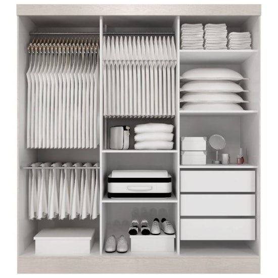 Guarda Roupa 3 Portas De Correr Viena 100% Mdf Branco