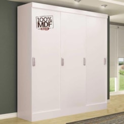 Guarda Roupa 3 Portas De Correr Viena 100% Mdf Branco