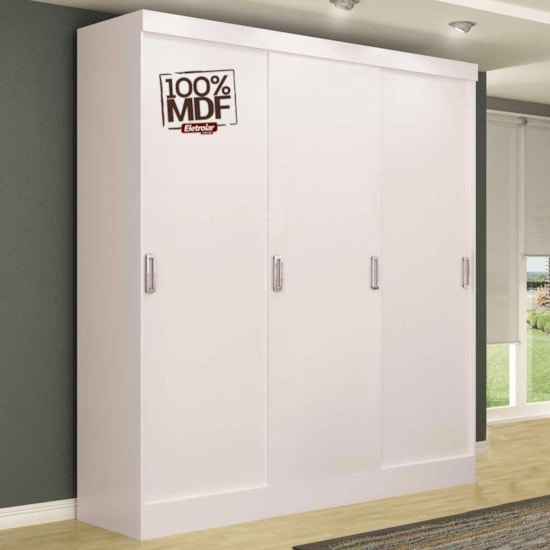 Guarda Roupa 3 Portas De Correr Viena 100% Mdf Branco