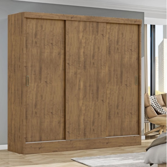 Guarda Roupa 3 Portas De Correr Viena 100% Mdf Ipê/Tex