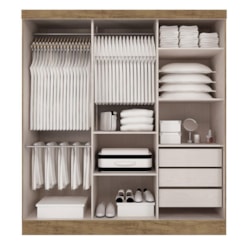 Guarda Roupa 3 Portas De Correr Viena 100% Mdf Ipê Tex/Vanilla Tex