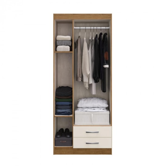 Guarda Roupa 3 Portas Treviso Doripel Fendy/Amendoa Guarda Roupa 3 Portas Treviso Doripel Fendy/Amendoa