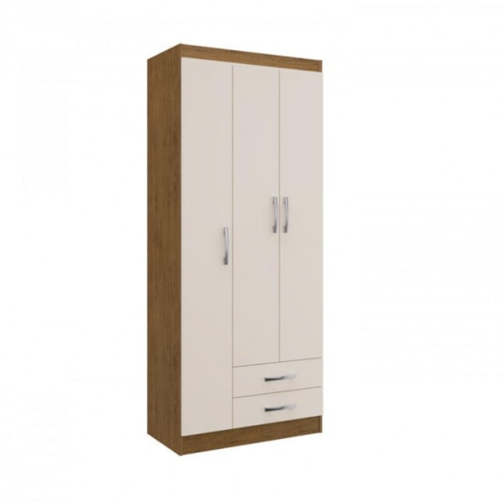 Guarda Roupa 3 Portas Treviso Doripel Off White Nogueira Guarda Roupa 3 Portas Treviso Doripel Off White Nogueira