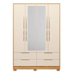 Guarda Roupa 4 Portas Domo C/Espelho Demobile  Cinamomo Off White
