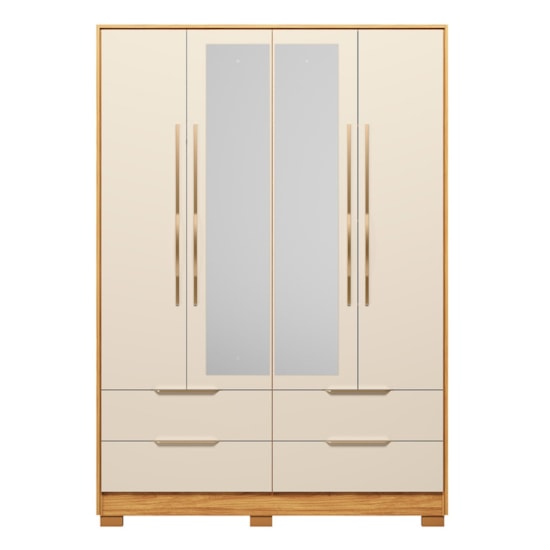 Guarda Roupa 4 Portas Domo C/Espelho Demobile  Cinamomo Off White