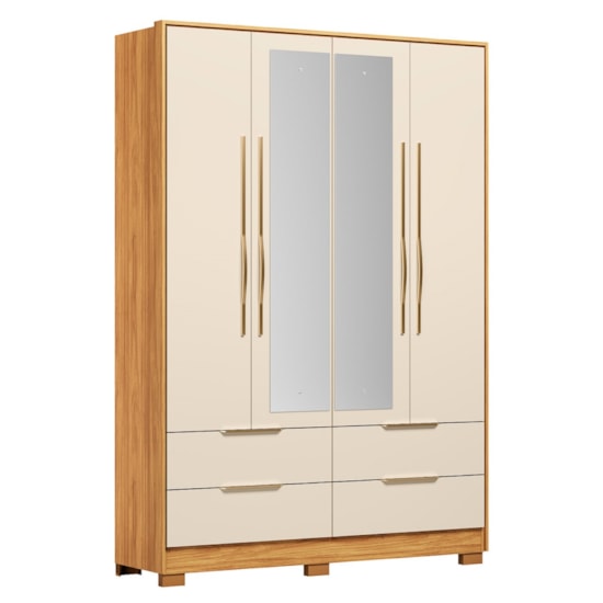 Guarda Roupa 4 Portas Domo C/Espelho Demobile  Cinamomo Off White