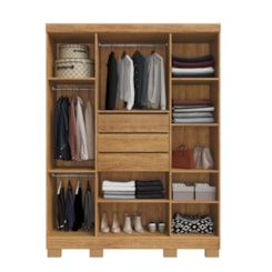 Guarda Roupa 4 Portas Domus Rud Rack Cedro/Areia