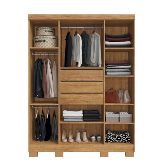 Guarda Roupa 4 Portas Domus Rud Rack Cedro/Areia