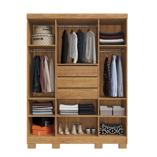 Guarda Roupa 4 Portas Domus Rud Rack Cedro/Areia
