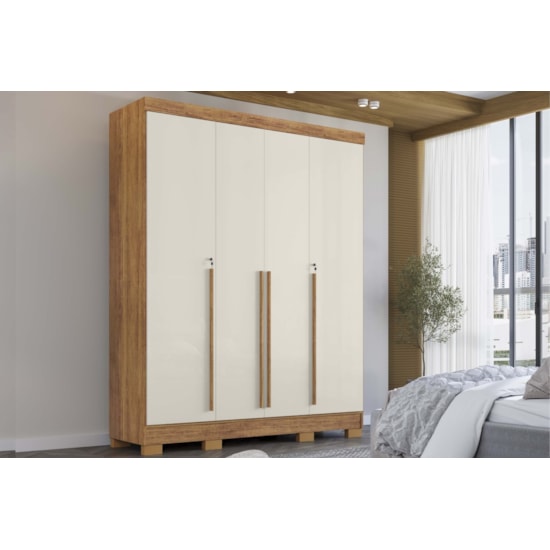 Guarda Roupa 4 Portas Domus Rud Rack Cedro/Areia