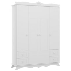 Guarda-Roupa 4 Portas Madeleine Branco Acet Premium Guarda-Roupa 4 Portas Madeleine Branco Acet Premium