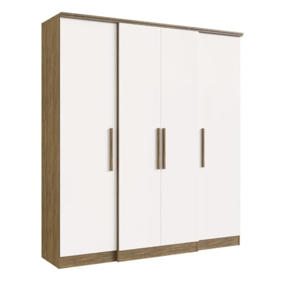 Guarda Roupa 4 Portas Miami Doripel 100% Mdf Off White Nogueira