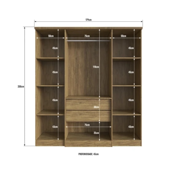 Guarda Roupa 4 Portas Miami Doripel Off White Nogueira