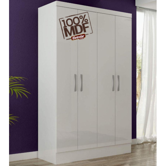 Guarda Roupa 4 Portas Paris 100% Mdf Branco