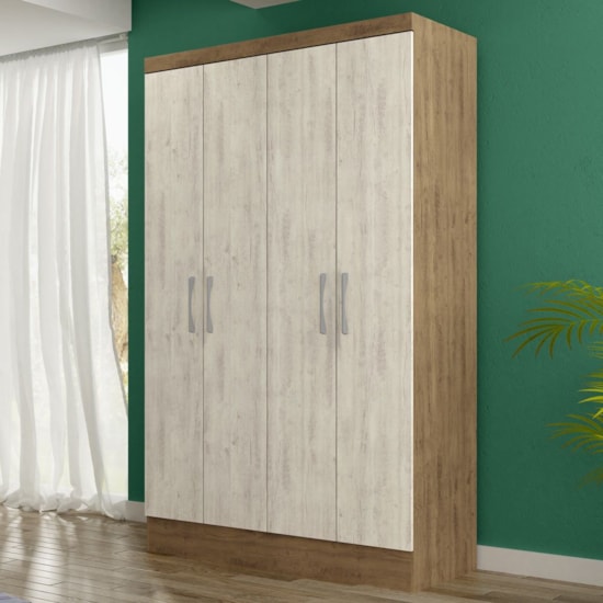 Guarda Roupa 4 Portas Paris 100% Mdf Ipê Tex/Vanilla Tex Guarda Roupa 4 Portas Paris 100% Mdf Ipê Tex/Vanilla Tex