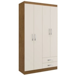 Guarda Roupa 4 Portas Treviso Doripel Off White/Nogueira Guarda Roupa 4 Portas Treviso Doripel Off White/Nogueira