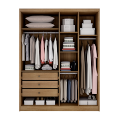 Guarda Roupa 4Pts 3Gav Casal Moderni Mdf Camaru Fendi