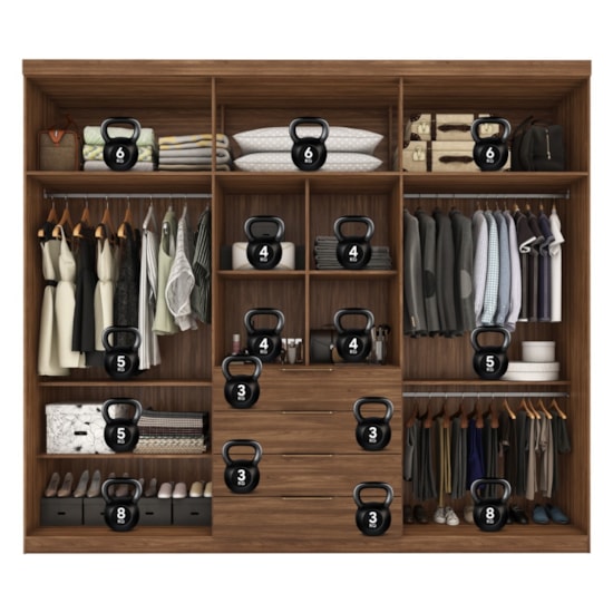 Guarda Roupa 6 Porta Giardino Demobile Nogueira Touch Guarda Roupa 6 Porta Giardino Demobile Nogueira Touch