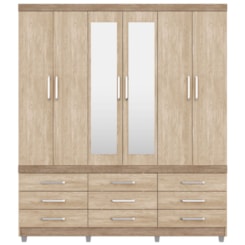 Guarda Roupa 6 Portas 9 Gavetas Canadá Nogal/Vanila Guarda Roupa 6 Portas 9 Gavetas Canadá Nogal/Vanila
