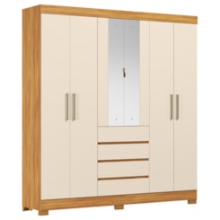 Guarda Roupa 6 Portas Com Espelho Opera Mdf Cinamomo Off White