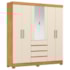 Guarda Roupa 6 Portas Com Espelho Opera Mdf Cinamomo Off White