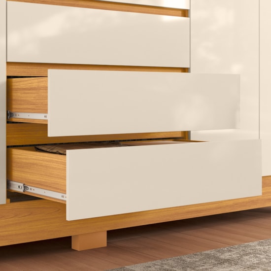 Guarda Roupa 6 Portas Com Espelho Opera Mdf Cinamomo Off White