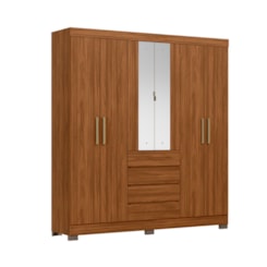 Guarda Roupa 6 Portas Com Espelho Opera Mdf Nogueira Touch