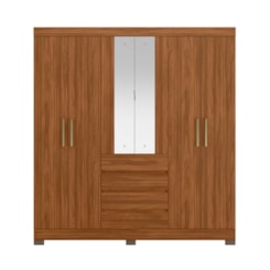 Guarda Roupa 6 Portas Com Espelho Opera Mdf Nogueira Touch