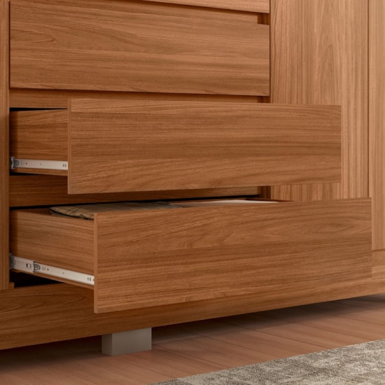 Guarda Roupa 6 Portas Com Espelho Opera Mdf Nogueira Touch