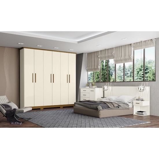 Guarda Roupa 6 Portas Cover Henn Off White Nature Guarda Roupa 6 Portas Cover Henn Off White Nature
