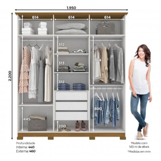 Guarda Roupa 6 Portas Cover Henn Off White Nature Guarda Roupa 6 Portas Cover Henn Off White Nature
